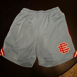 Eric Emanuel Light Blue Mesh Shorts with Red Accents